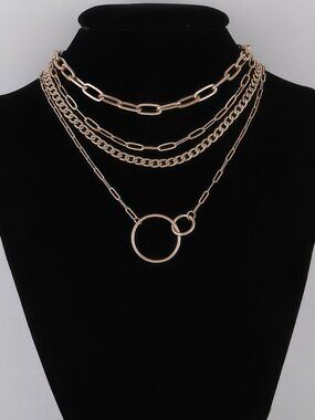 Multi Linked Circles Chain Necklace